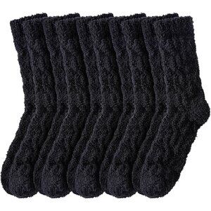 Women's BlackFuzzy Socks Cozy Fluffy Slipper Soft Winter Warm Home Sleeping